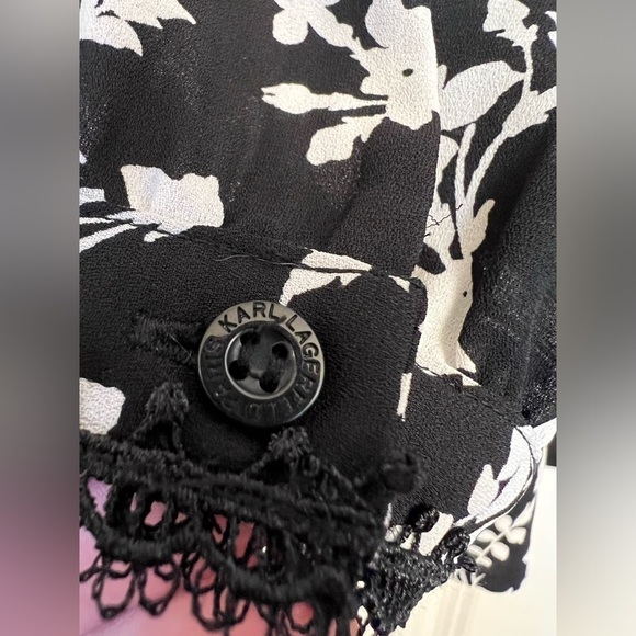 Karl Lagerfeld Black and White Long Sleeve Blouse Size XL - Picture 9 of 13
